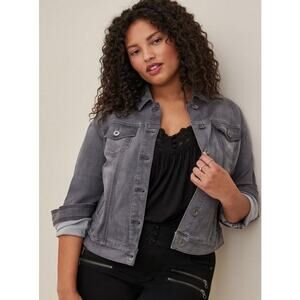 Torrid Gray Trucker Super Soft Denim Button Front Stretchy Jacket Size 2X